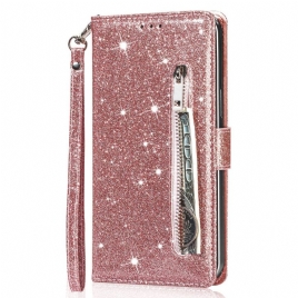 Lærdeksel Folio Deksel Samsung Galaxy S25 Plus 5g Myntpung Med Paljetter