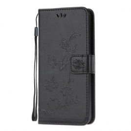 Folio Deksel Til Samsung Galaxy M32 Med Kjede Thong Blomster
