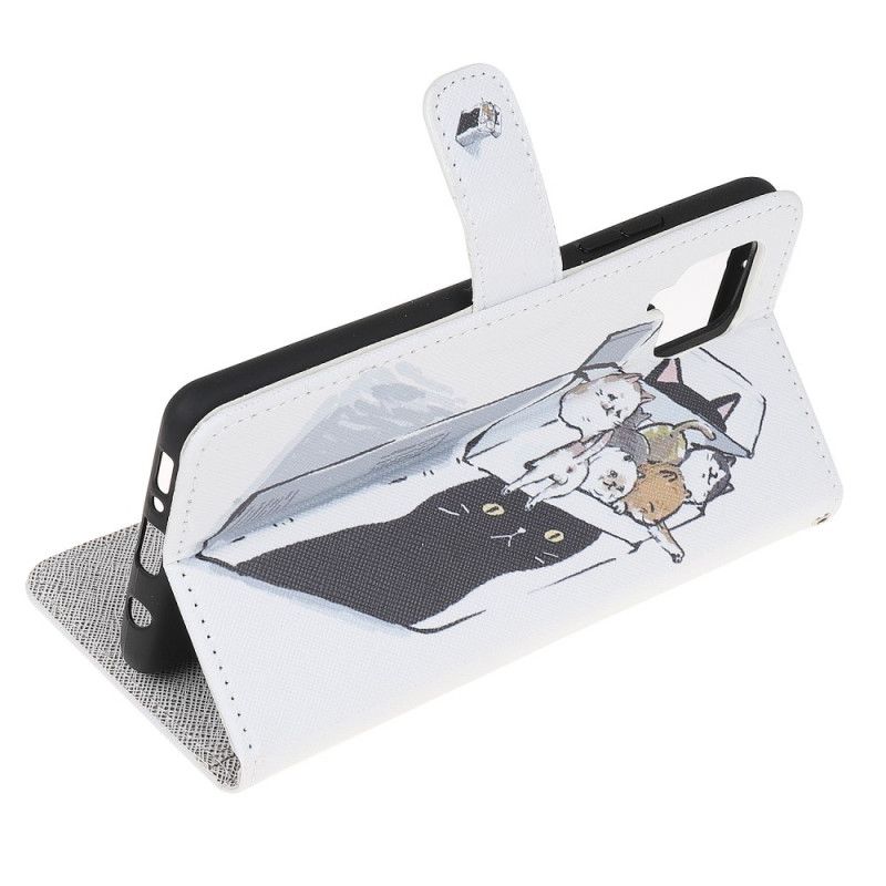 Folio Deksel Til Samsung Galaxy M32 Med Kjede Thong Cats Levering