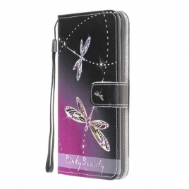 Lærdeksel Til Samsung Galaxy M32 Med Kjede Thong Dragonflies