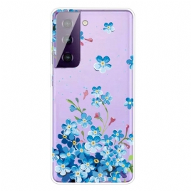 Deksel Til Samsung Galaxy S21 Plus 5G Blå Blomster
