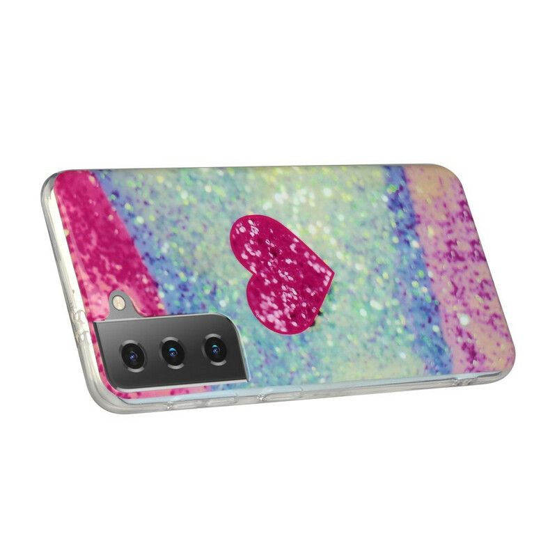 Deksel Til Samsung Galaxy S21 Plus 5G Glitterhjerte