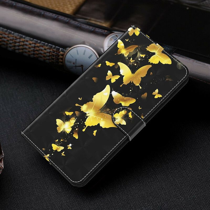 Folio Deksel Til Samsung Galaxy S21 Plus 5G Gule Sommerfugler
