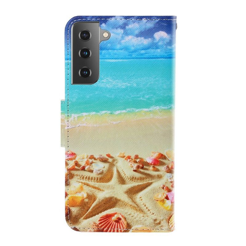 Folio Deksel Til Samsung Galaxy S21 Plus 5G Med Kjede Thong Beach