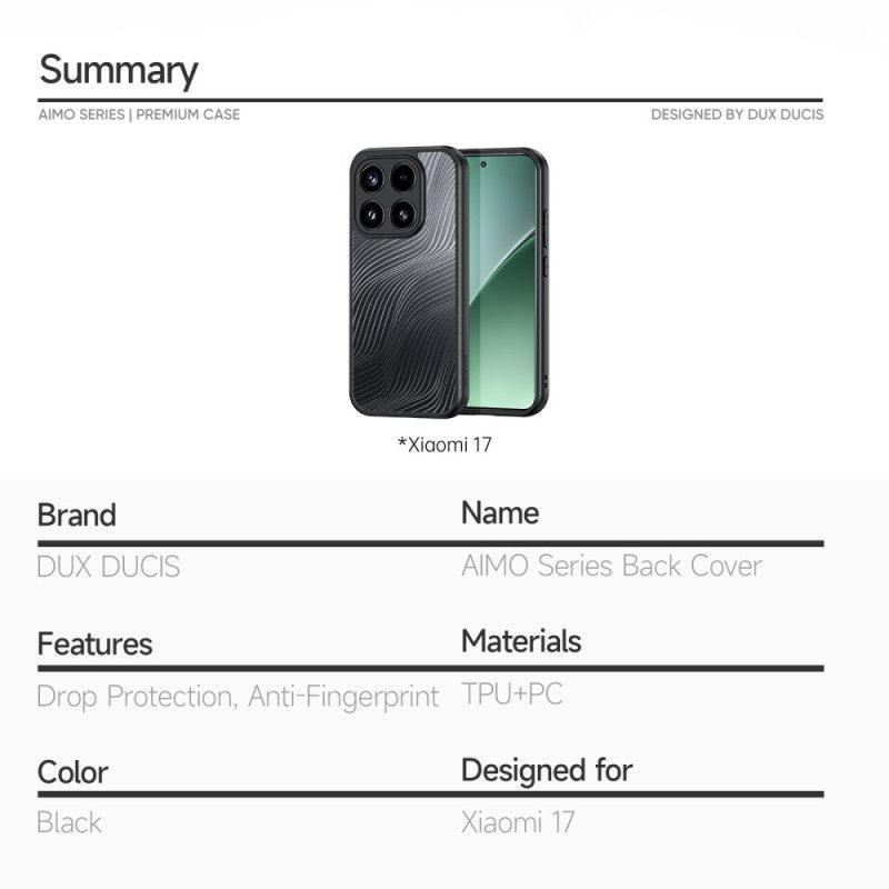 Deksel Xiaomi 17 Aimo-serien Dux Ducis