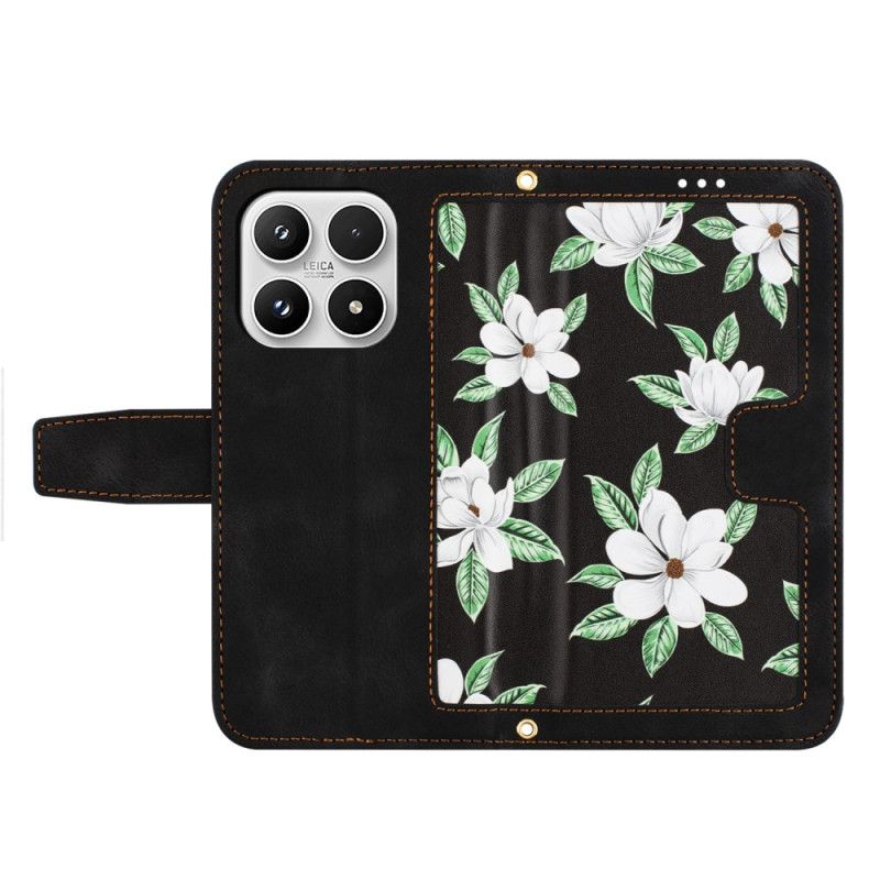 Lærdeksel Folio Deksel Xiaomi 17 Kortholder Og Blomstermønster