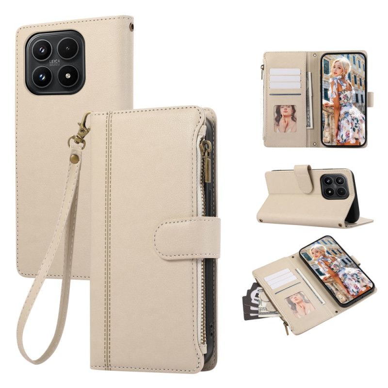 Lærdeksel Folio Deksel Xiaomi 17 Lommebok Med Kantdesign Og Snor