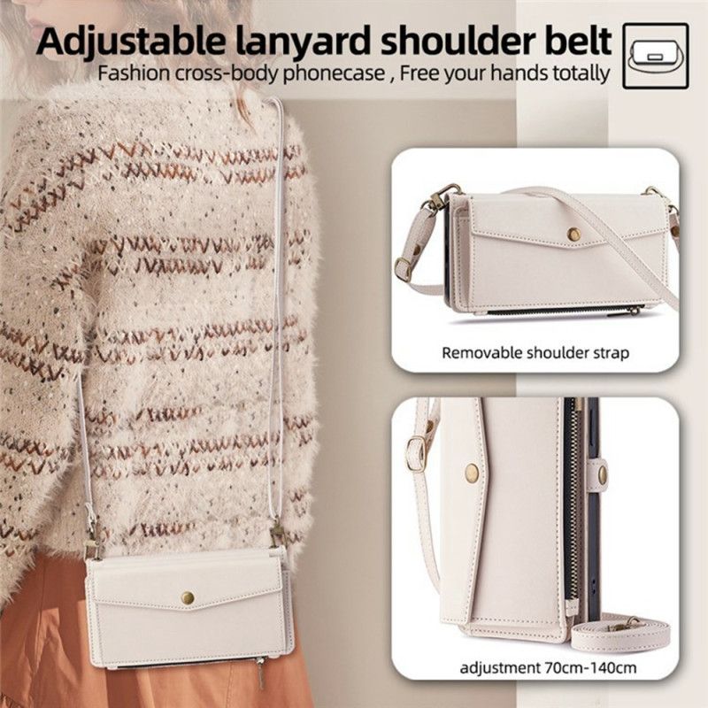 Lærdeksel Folio Deksel Xiaomi 17 Lommebok Med Skulderstropp Og Snor