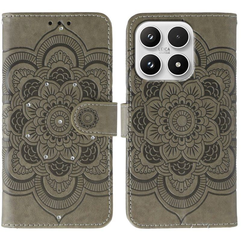 Lærdeksel Folio Deksel Xiaomi 17 Mobildeksel Mandala- Og Rhinestone-mønster
