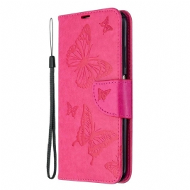 Folio Deksel Til Huawei P40 Lite Med Kjede Strappy Med Sommerfugler