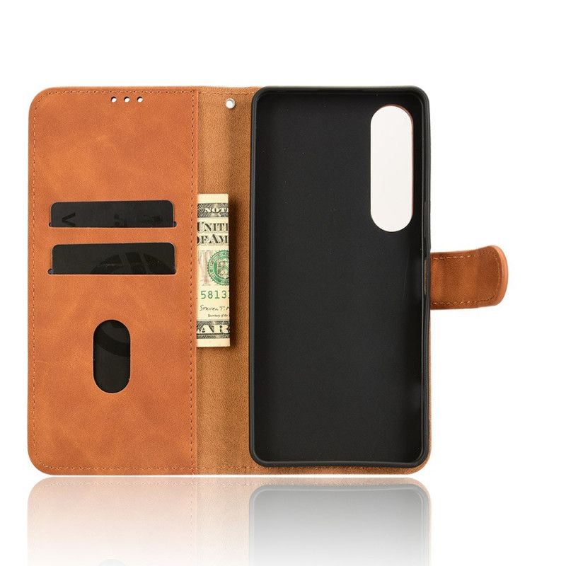 Folio Deksel Sony Xperia 1 Vii Semsket Skinn Med Effekt