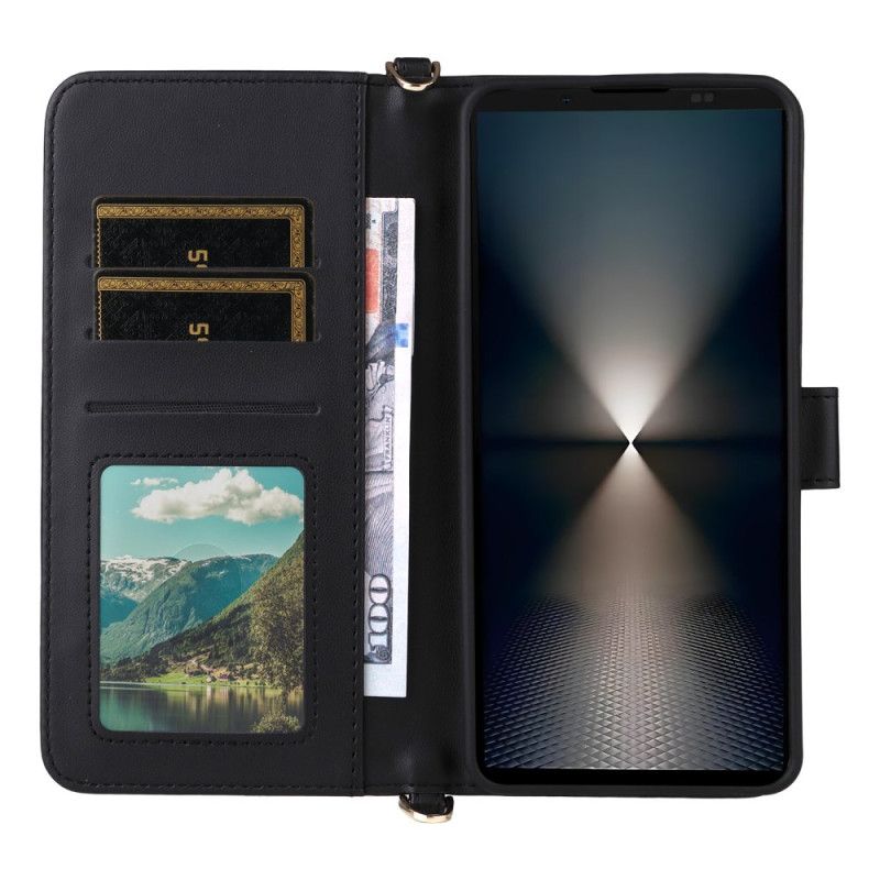 Folio Deksel Sony Xperia 1 Vii Vattert Med Stropp Og Skulderstropp Beskyttelse Deksel