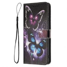 Lærdeksel Folio Deksel Sony Xperia 1 Vii Mobildeksel To Sommerfugler