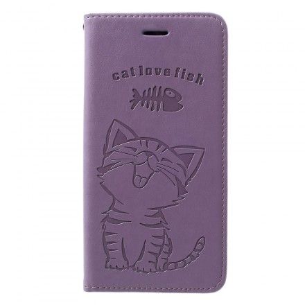 Lærdeksel Til Samsung Galaxy A30 / A20 Kattunge Cat Love Fish