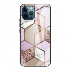 Deksel Til iPhone 13 Pro Geometri Marmor Herdet Glass