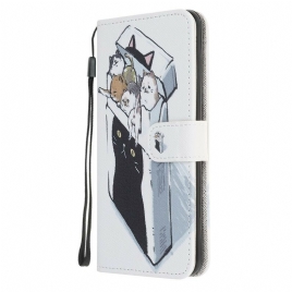 Folio Deksel Til iPhone 13 Pro Med Kjede Thong Cat Levering