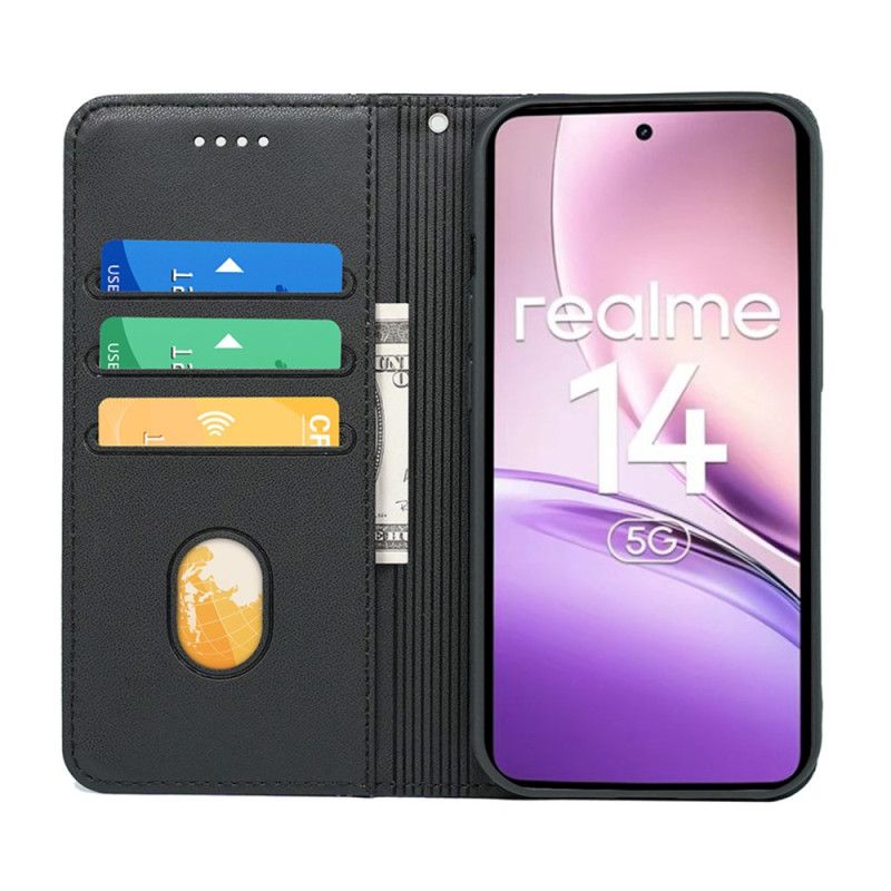 Folio Deksel Lær Realme 14 5g Mobildeksel Avtakbar Stropp
