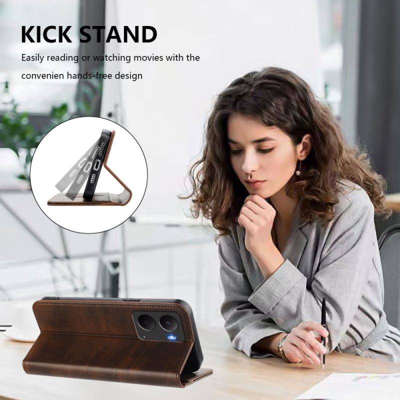 Folio Deksel Lær Realme 14 5g Mobildeksel Retro Rfid-beskyttelse