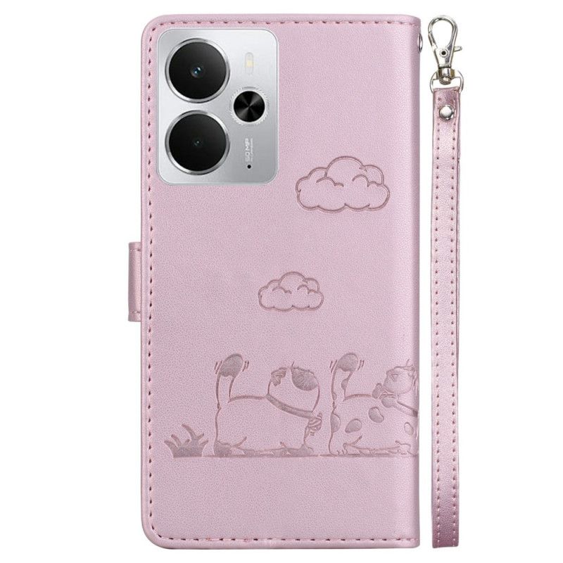 Folio Deksel Realme 14 5g Rfid-rem Med Kattemotiv Beskyttelse Deksel