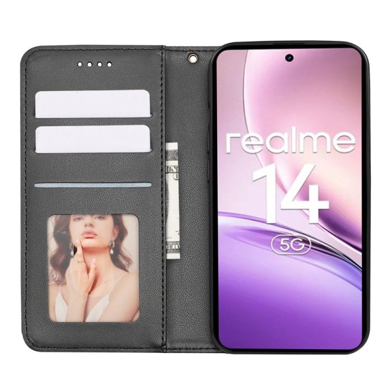 Folio Deksel Realme 14 5g Rutete Kant Og Stropp