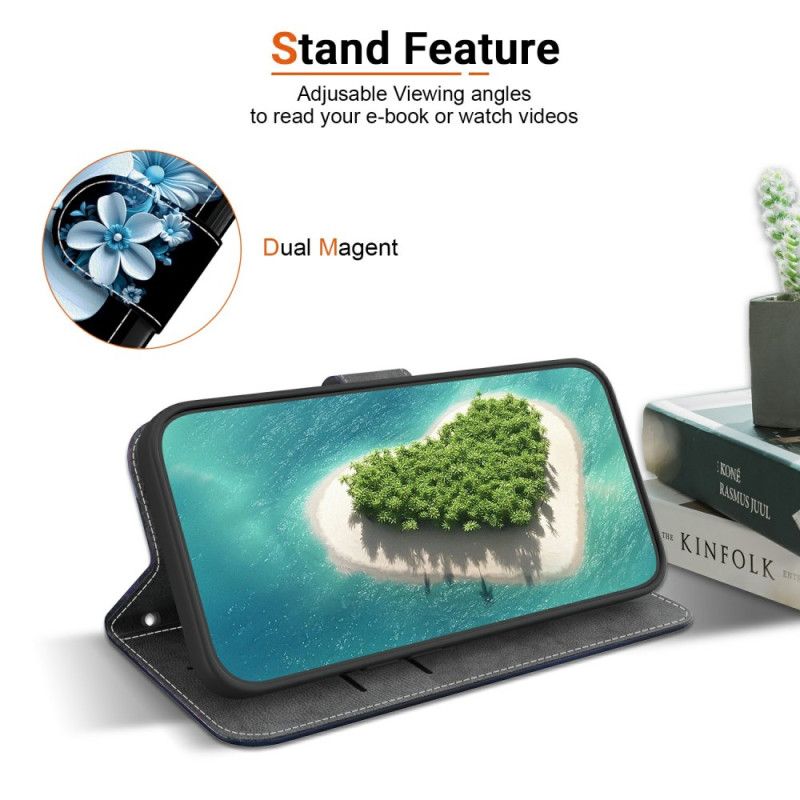 Lærdeksel Folio Deksel Realme 14 5g Blå Blomster