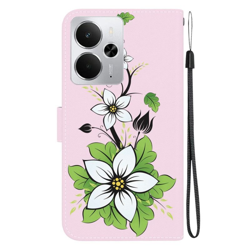 Lærdeksel Folio Deksel Realme 14 5g Liljemønster