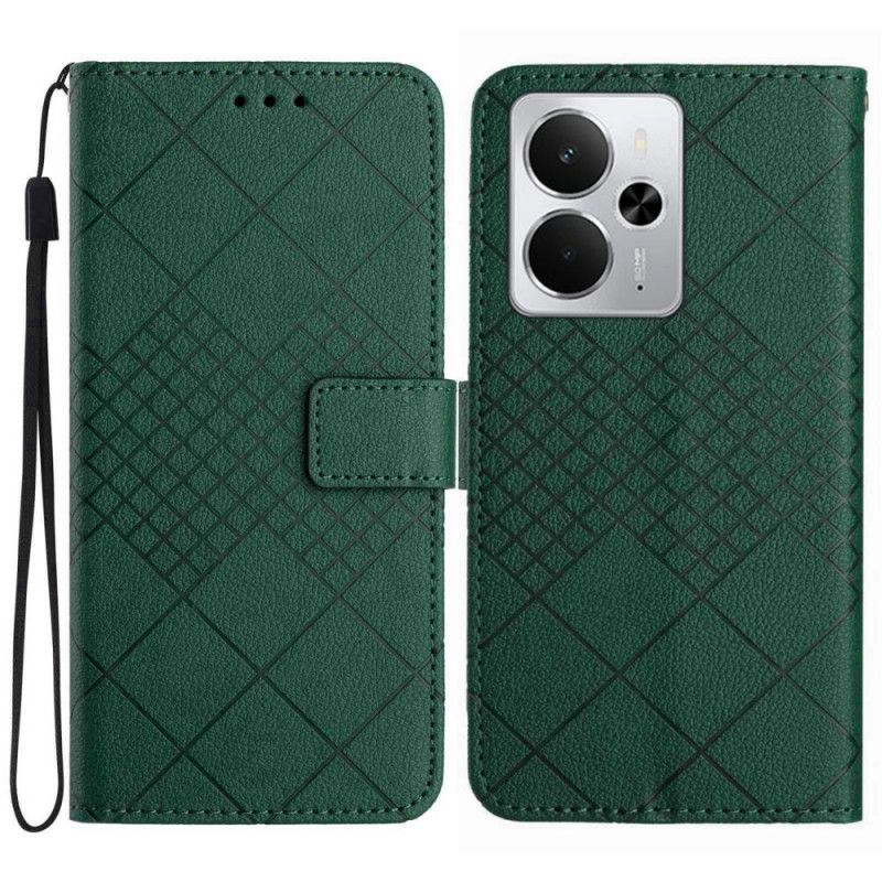 Lærdeksel Folio Deksel Realme 14 5g Mobildeksel Diamanter