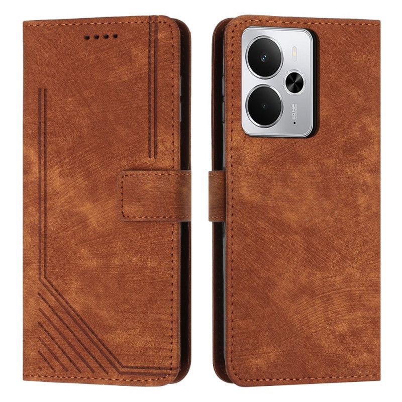 Lærdeksel Folio Deksel Realme 14 5g Mobildeksel Linjer