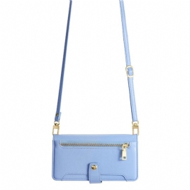 Lærdeksel Folio Deksel Realme 14 5g Mobildeksel Lommebok Med Glidelås Stropp Og Skulderstropp