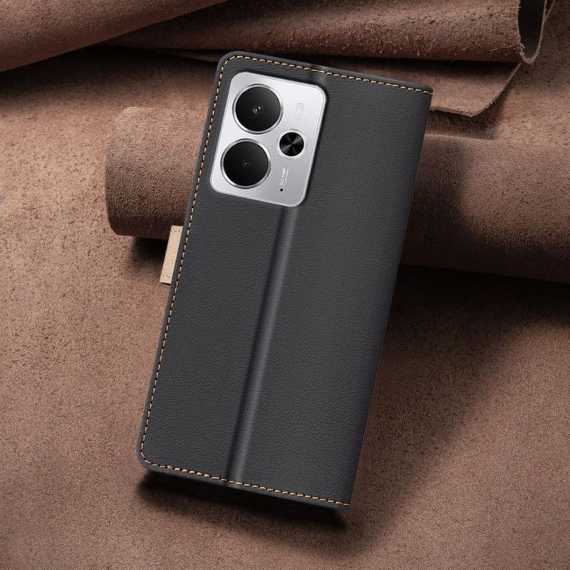 Lærdeksel Folio Deksel Realme 14 5g Mobildeksel Tofarget Binfen-farge