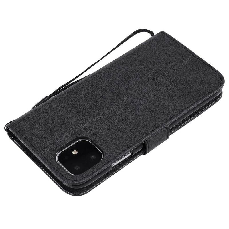 Folio Deksel Til iPhone 11 Med Kjede Skinneffektstropp