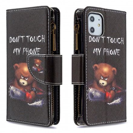 Lærdeksel Til iPhone 11 Bear Glidelåslomme