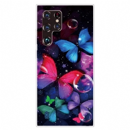 Deksel Til Samsung Galaxy S22 Ultra 5G Fleksible Sommerfugler