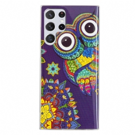Deksel Til Samsung Galaxy S22 Ultra 5G Fluorescerende Ugle Mandala