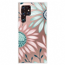 Deksel Til Samsung Galaxy S22 Ultra 5G En Gjennomsiktig Blomst