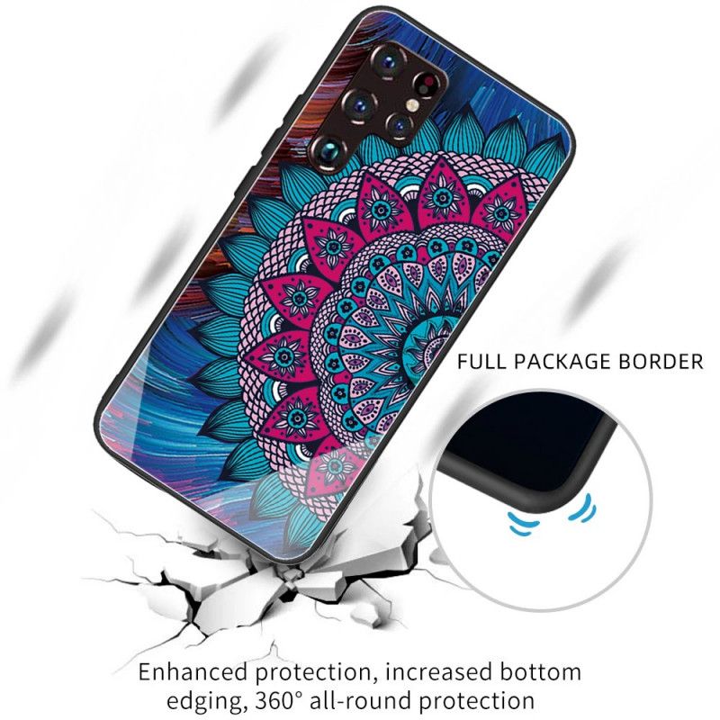 Deksel Til Samsung Galaxy S22 Ultra 5G Mandala I Herdet Glass