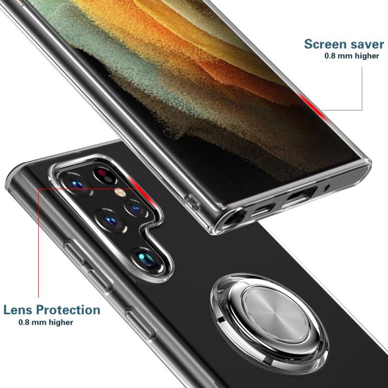 Deksel Til Samsung Galaxy S22 Ultra 5G Transparent Med Ringstøtte