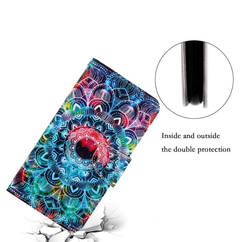 Folio Deksel Til Samsung Galaxy S22 Ultra 5G Med Kjede Flashy Strappy Mandala
