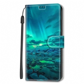 Folio Deksel Til Samsung Galaxy S22 Ultra 5G Med Kjede Stropplandskap