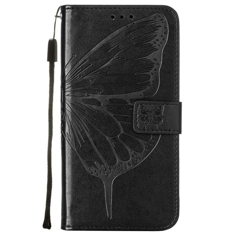 Folio Deksel Til Samsung Galaxy S22 Ultra 5G Sommerfugldesign Med Snor