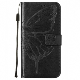 Folio Deksel Til Samsung Galaxy S22 Ultra 5G Sommerfugldesign Med Snor