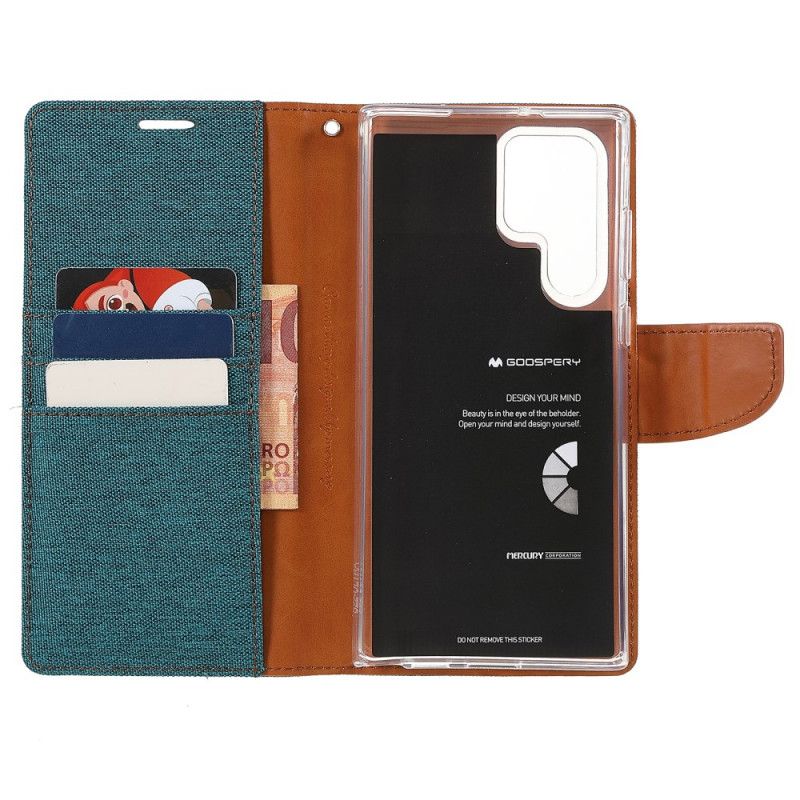 Folio Deksel Til Samsung Galaxy S22 Ultra 5G Tofarget Mercury Goospery Stoff