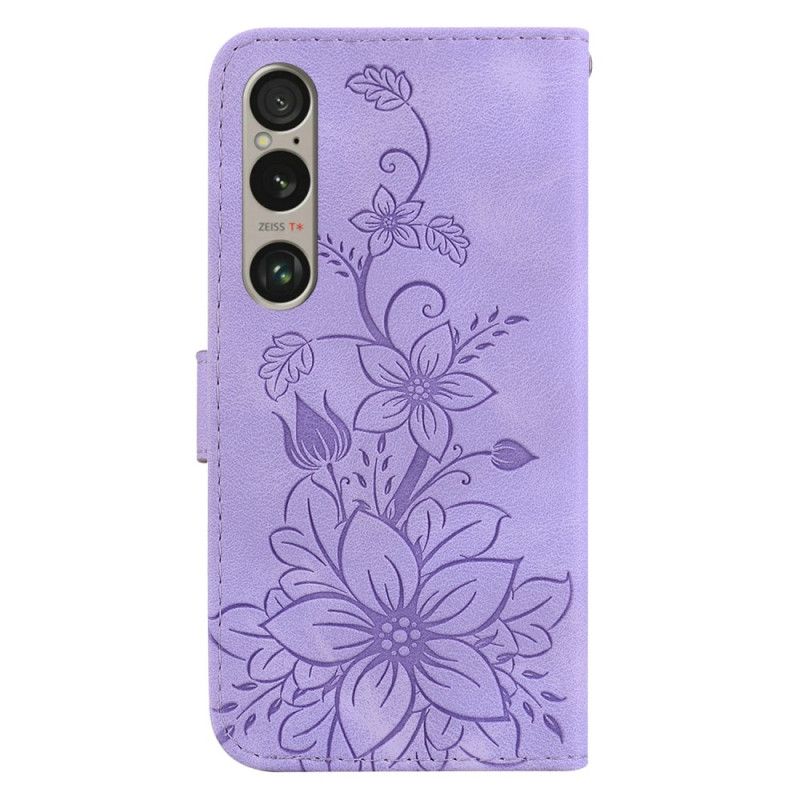 Folio Deksel Sony Xperia 1 Vi Blomstermønster Med Stropp