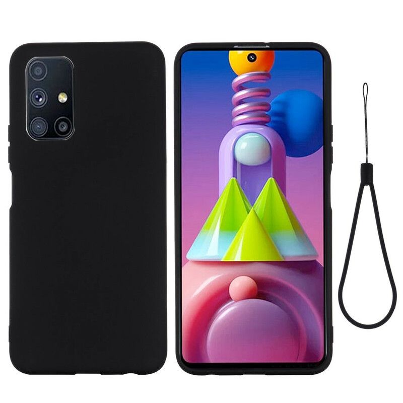 Deksel Til Samsung Galaxy M51 Flytende Silikon Med Snor