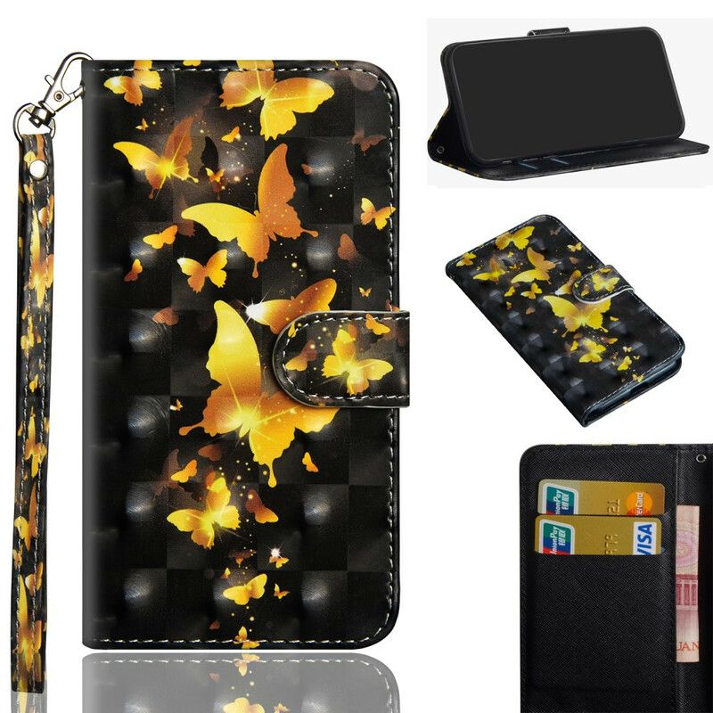 Folio Deksel Til Samsung Galaxy M51 Gule Sommerfugler