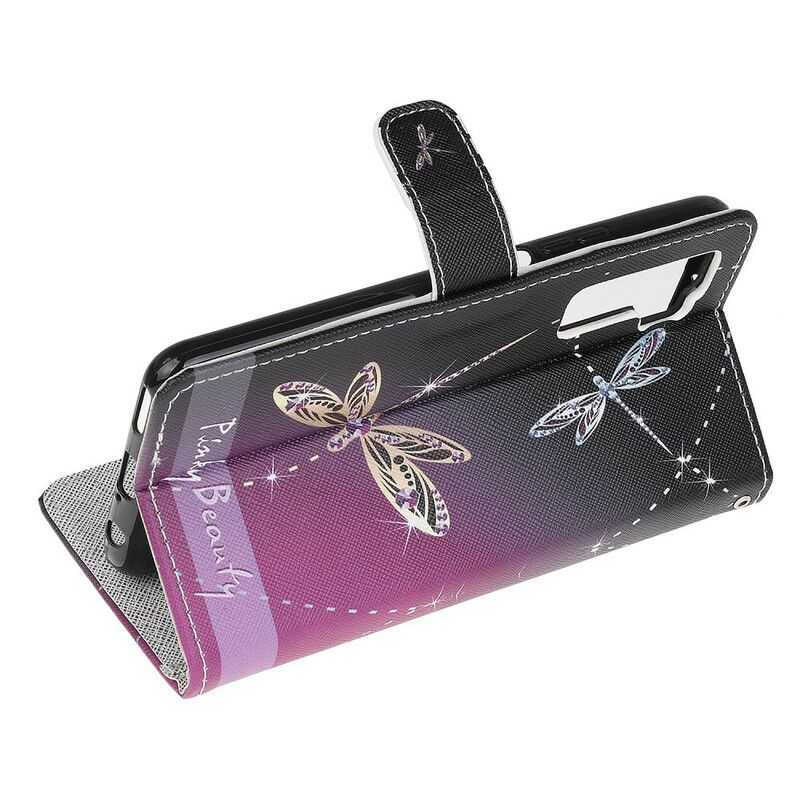 Lærdeksel Til Huawei P40 Lite 5G Med Kjede Thong Dragonflies