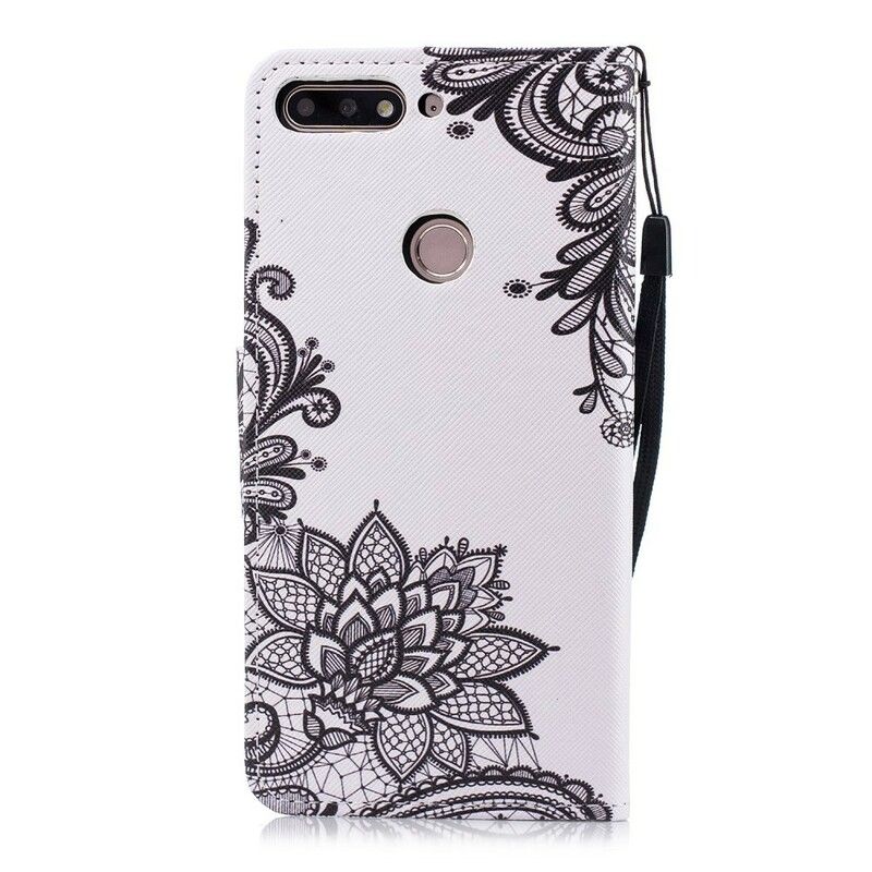 Folio Deksel Til Huawei Y7 2018 / Honor 7C Med Kjede Svart Strappy Mandala