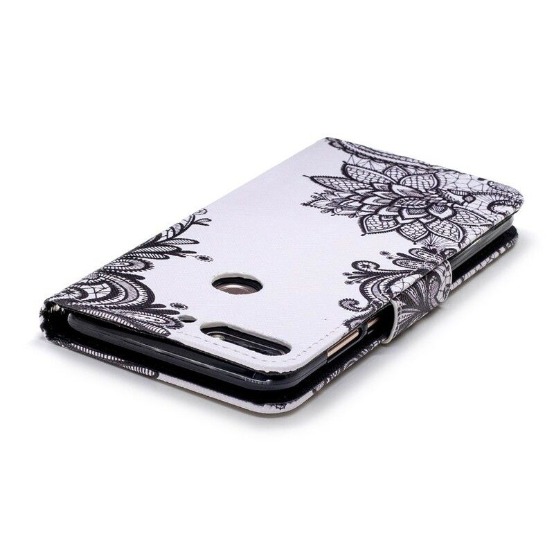 Folio Deksel Til Huawei Y7 2018 / Honor 7C Med Kjede Svart Strappy Mandala
