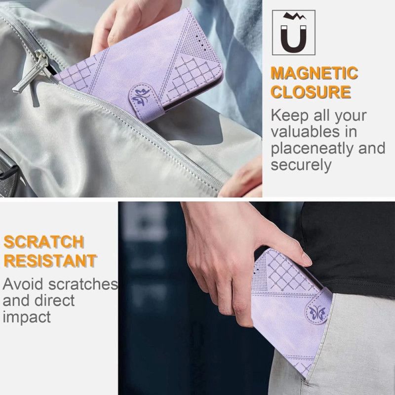 Folio Deksel Poco X7 Pro 5g Geometrisk Mønster Og Sommerfugler Beskyttelse Deksel