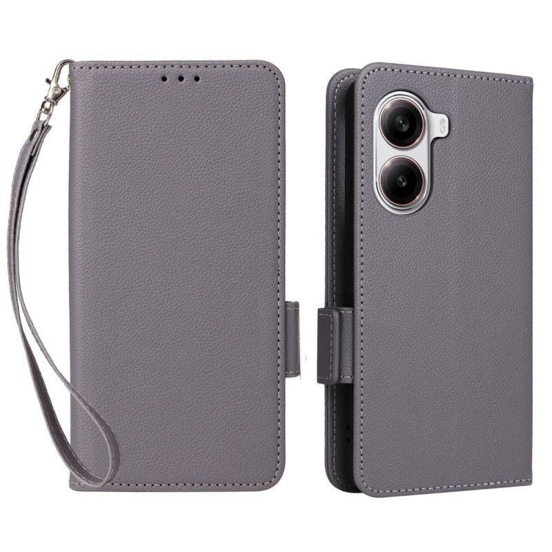 Folio Deksel Poco X7 Pro 5g Litchi-imitasjon Med Stropp Beskyttelse Deksel